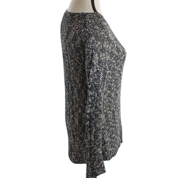 Mudd Womens M Black White Marled Knit Sweater Long Sleeve Pullover Casual Top - Picture 4 of 8